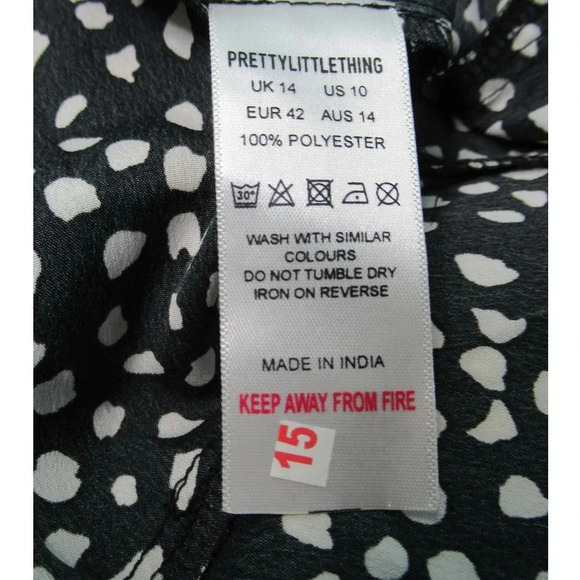 Pretty Little Thing Dalmatian Print Dress Size 10 Wrap Long Sleeve Wrap Tea Belt - Picture 5 of 9